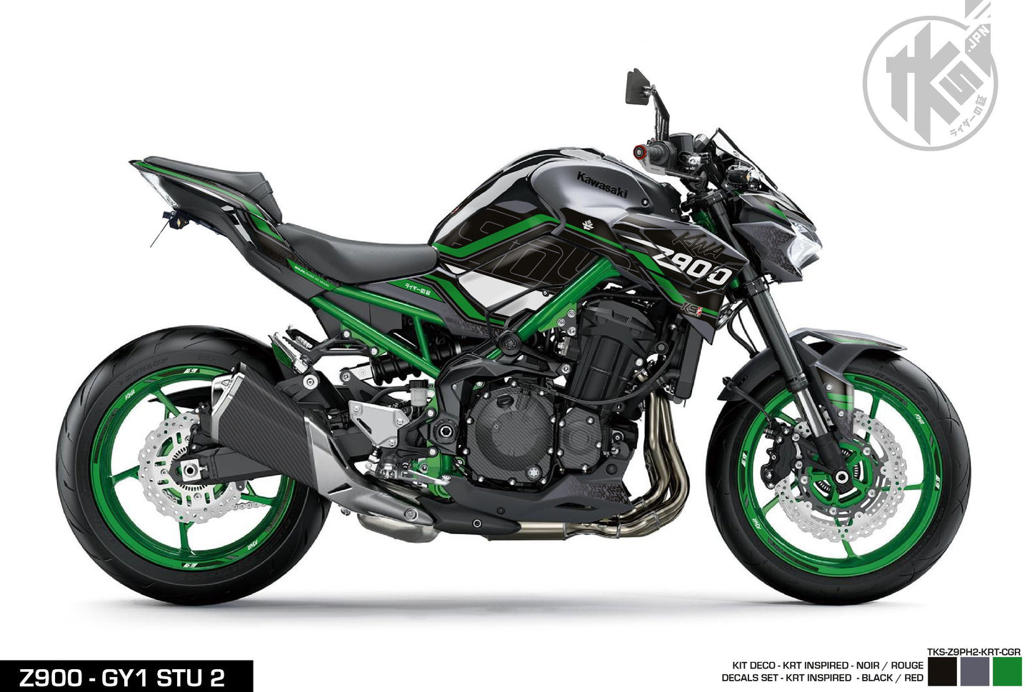 STICKERS SET Z900 PHASE 2 -KRT- BLACK/CANDY GREEN
