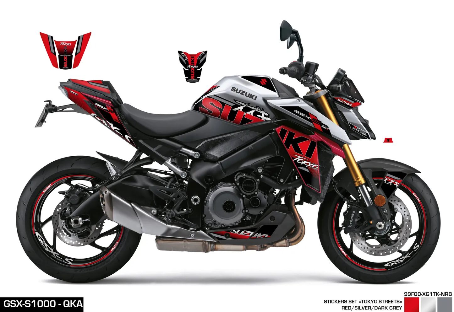 KIT DECO - GSX-S950/1000 ROUGE/SILVER