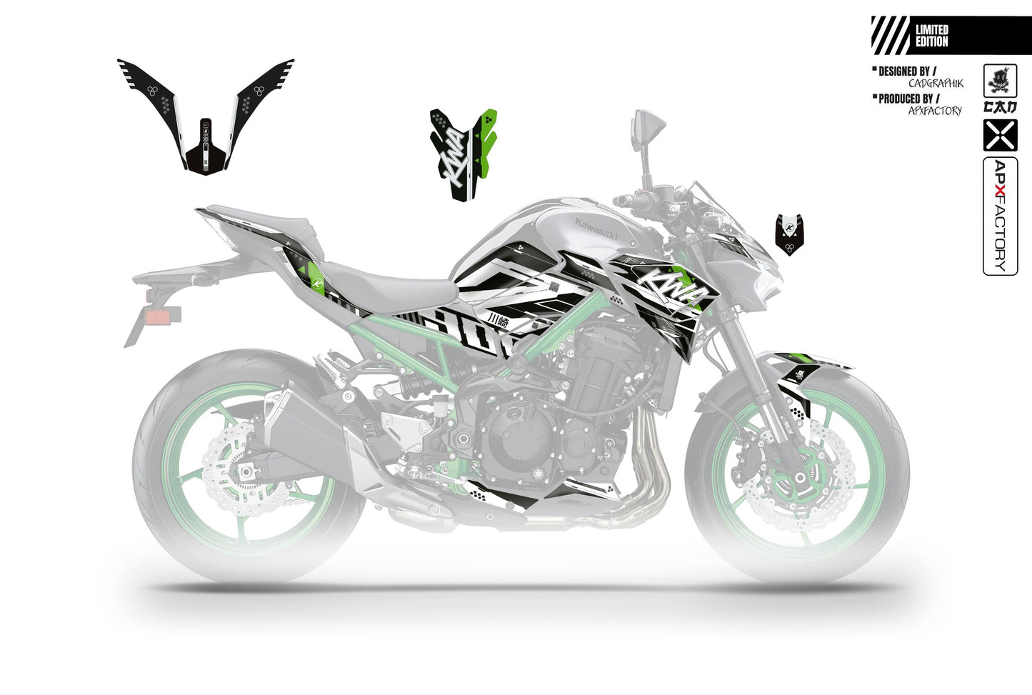 STICKERS SET Z900 PHASE 2 - GREEN TECK