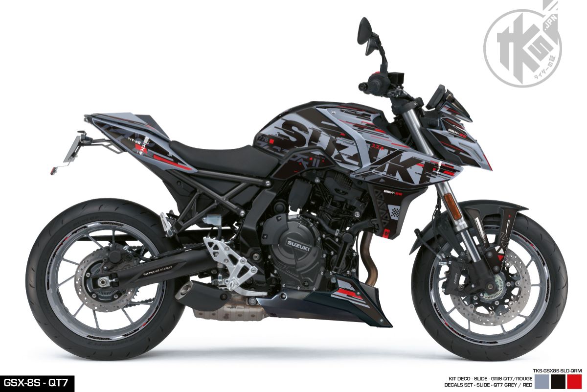 STICKERS SET GSX-8S -SLIDE- QT7 GREY/RED