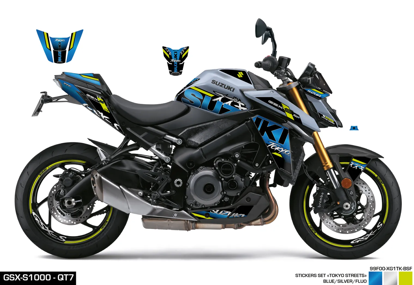 KIT DECO GSX-S950/1000 BLEU/FLUO