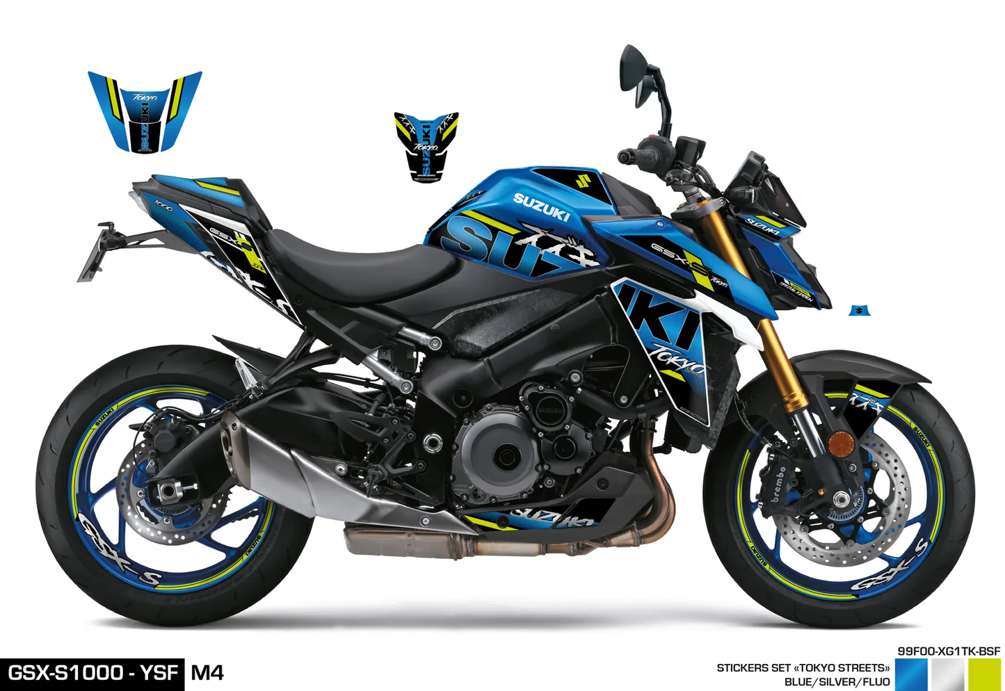 KIT DECO GSX-S950/1000 BLEU/FLUO