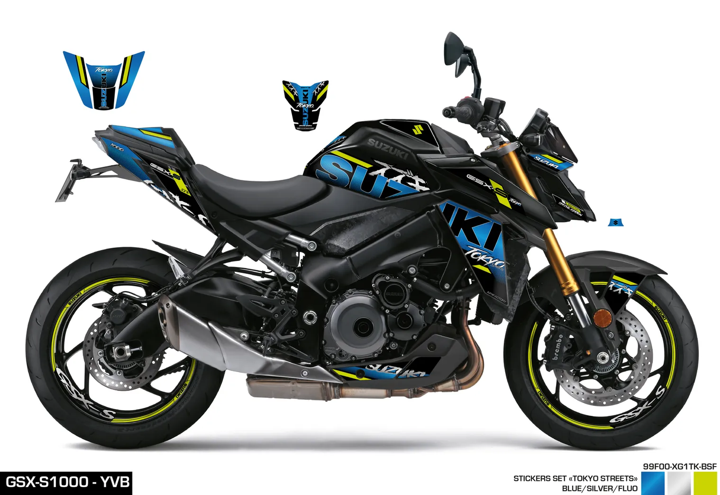 KIT DECO GSX-S950/1000 BLEU/FLUO
