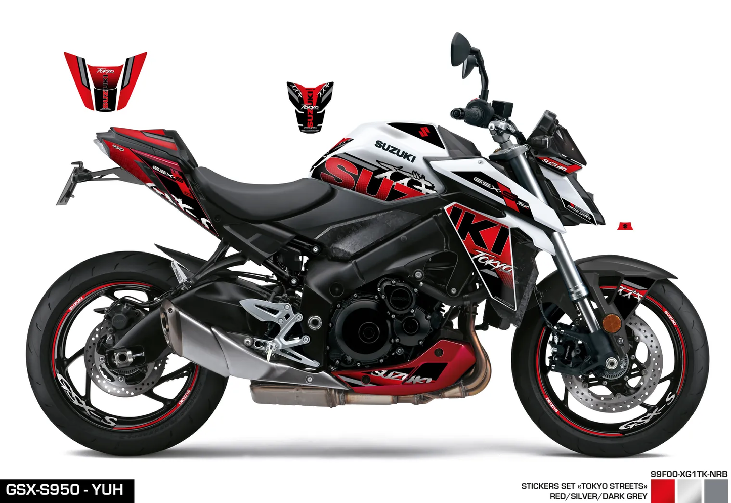KIT DECO - GSX-S950/1000 ROUGE/SILVER
