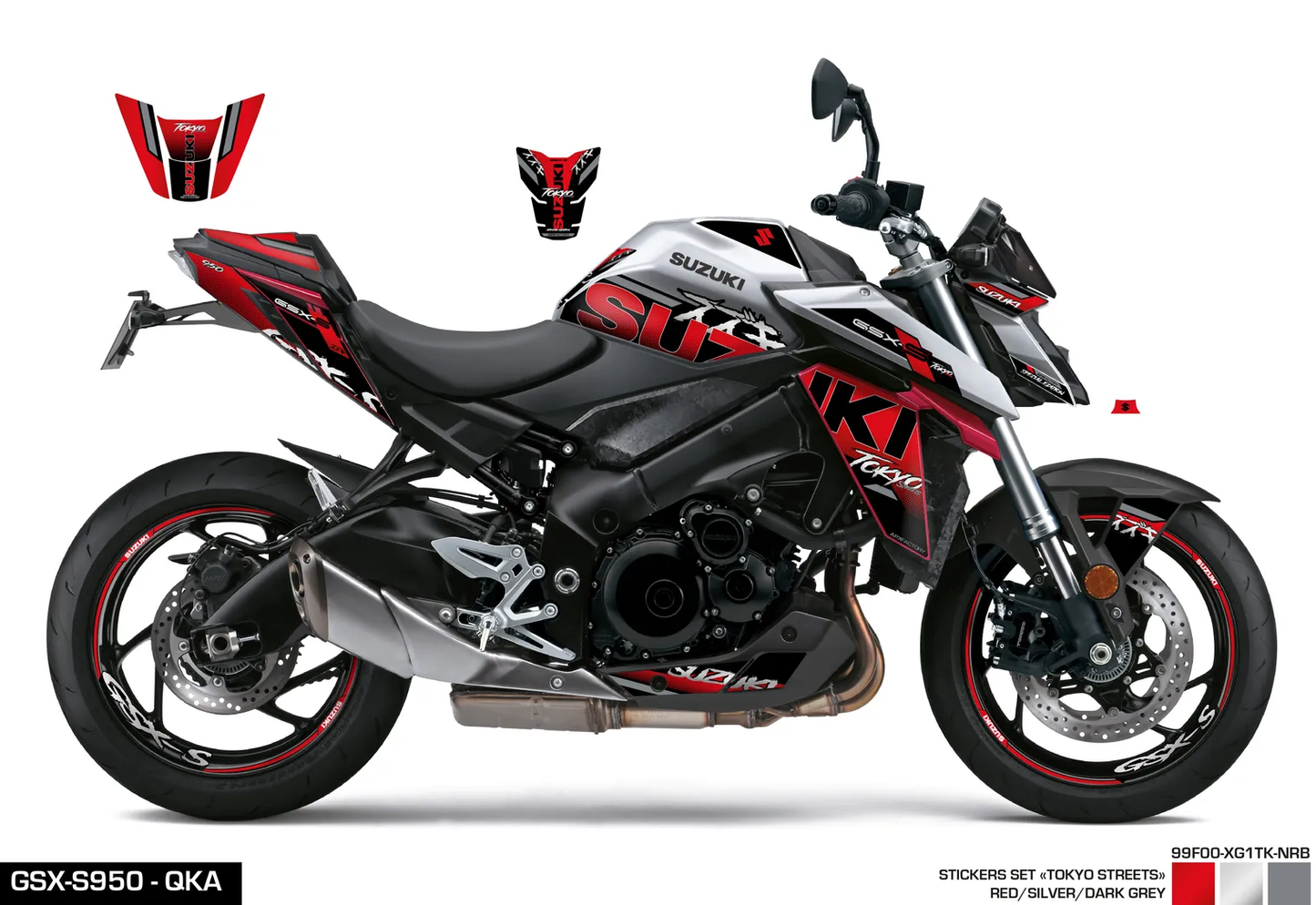 KIT DECO - GSX-S950/1000 ROUGE/SILVER