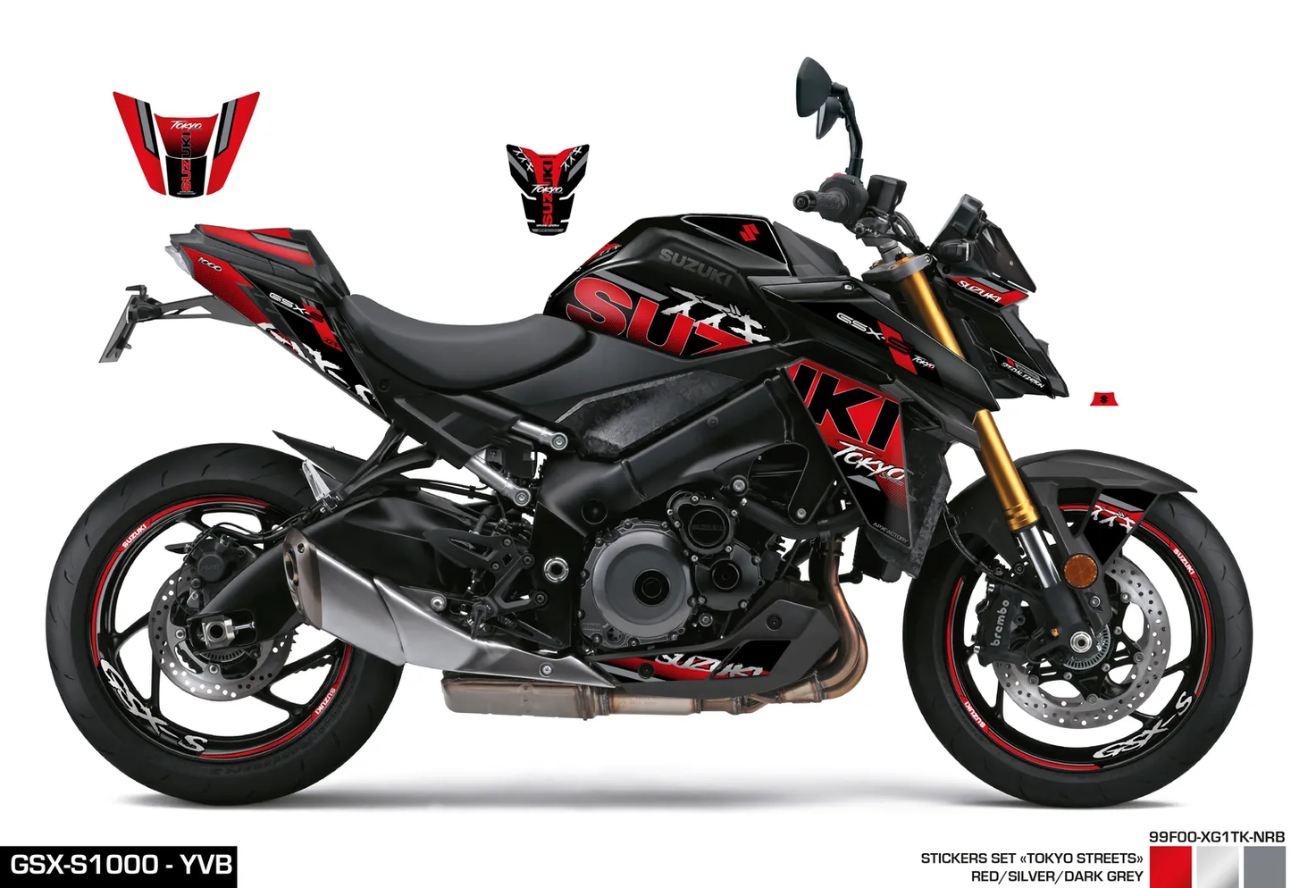 KIT DECO - GSX-S950/1000 ROUGE/SILVER