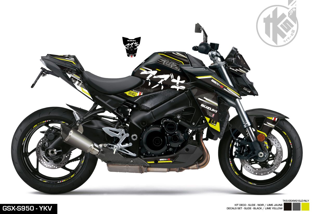 STICKERS SET GSX-S950/1000 -SLIDE- BLACK/LIME YELLOW