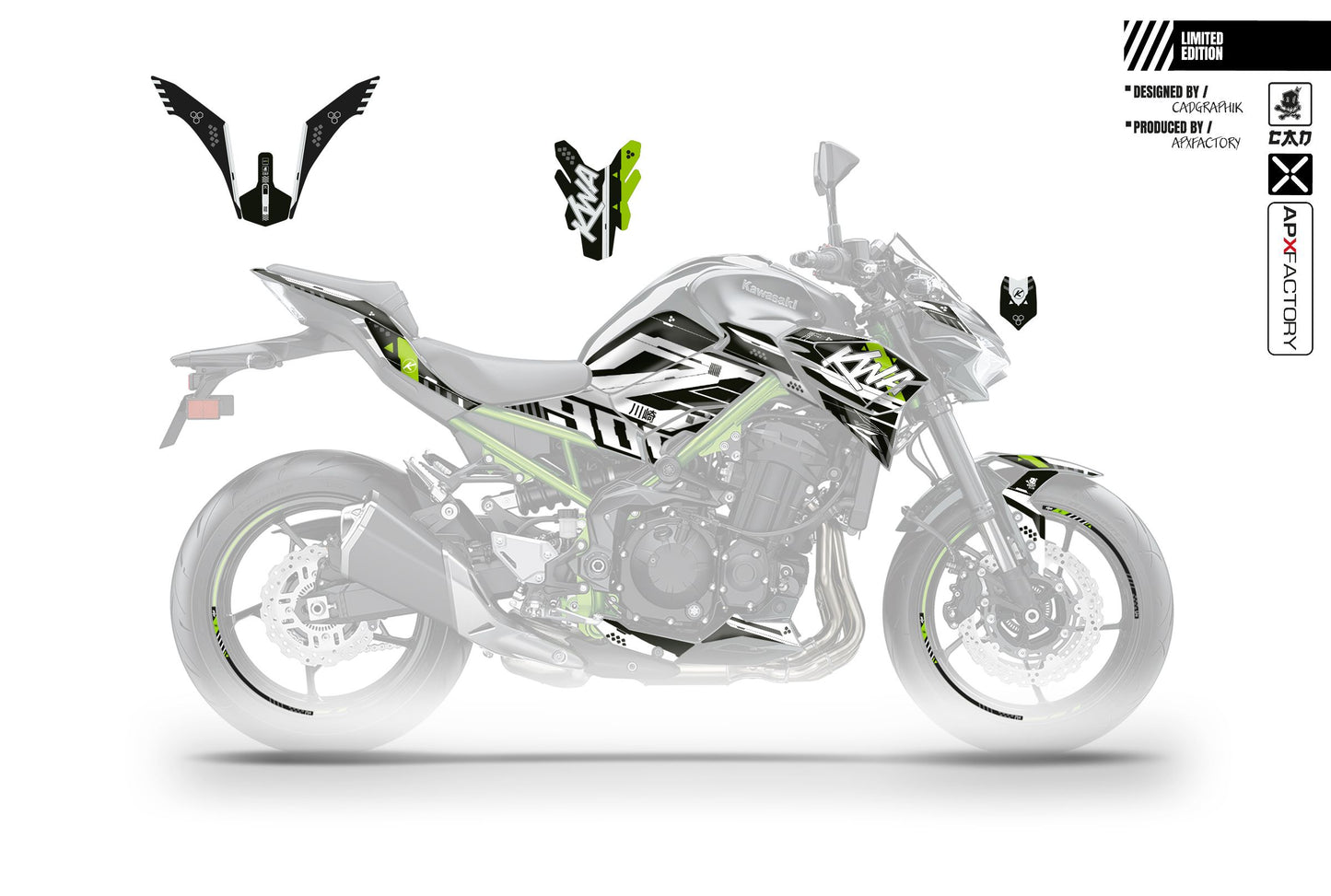STICKERS SET Z900 PHASE 2 - ACID GREEN TECK