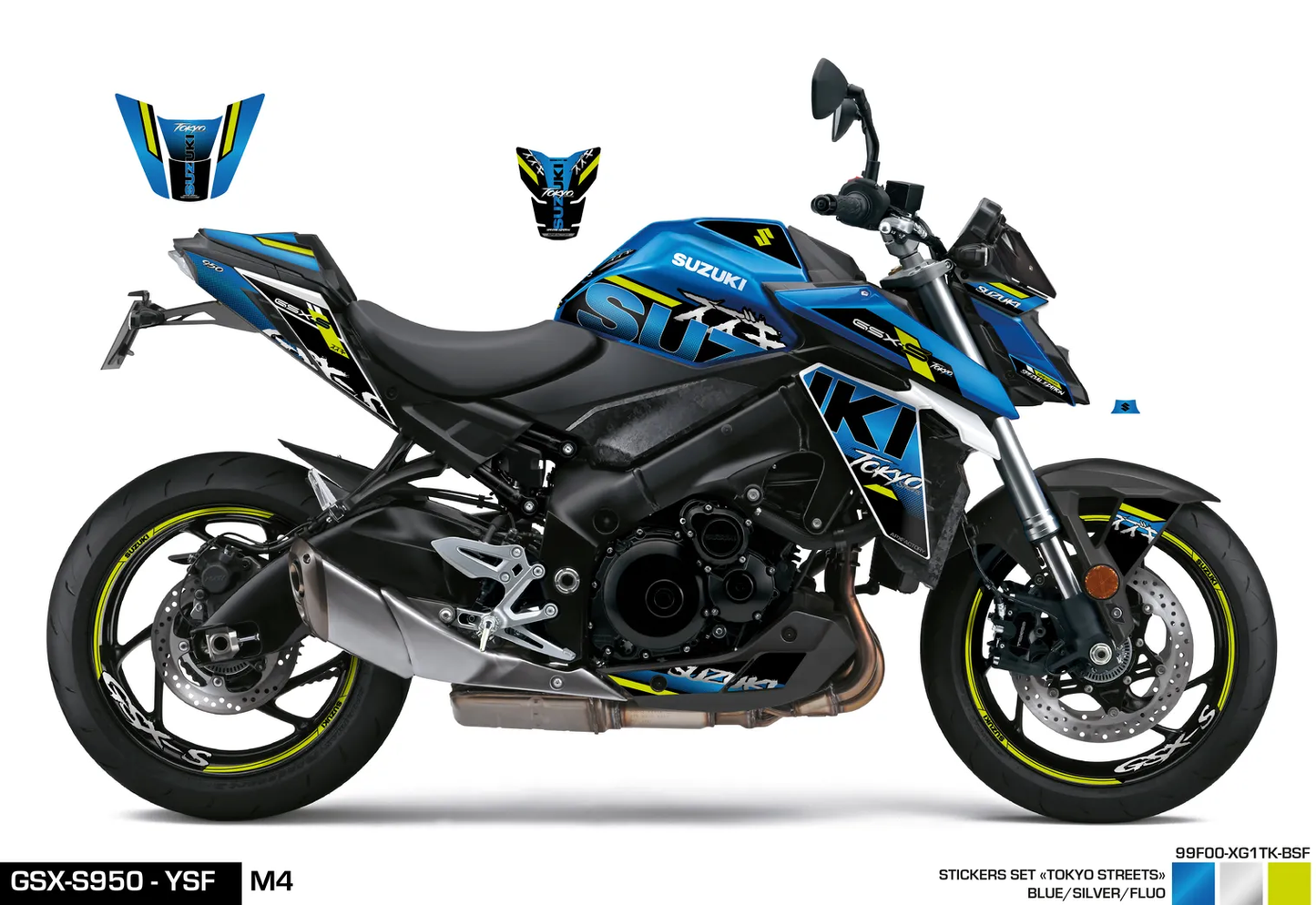 KIT DECO GSX-S950/1000 BLEU/FLUO