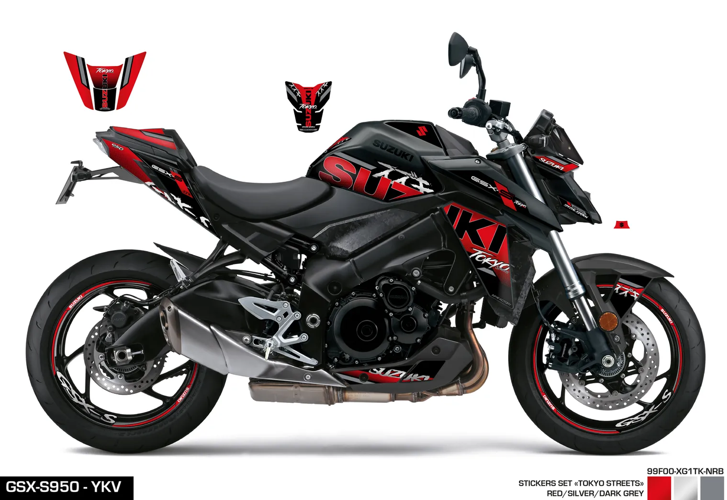 KIT DECO - GSX-S950/1000 ROUGE/SILVER