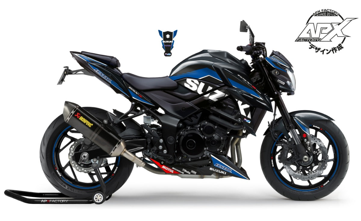 KIT DECO GSX-750 ECSTAR GP 2017 - NOIR/BLEU-MAT