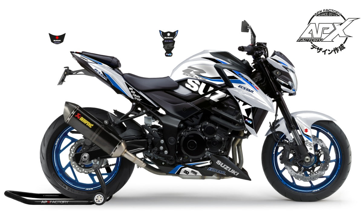 KIT DECO GSX-750 ECSTAR GP 2019 - BLANC/BLEU