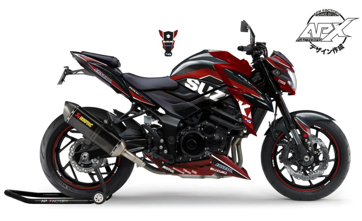 KIT DECO GSX-750 ECSTAR GP 2017 - NOIR/BORDEAUX-BRILLANT