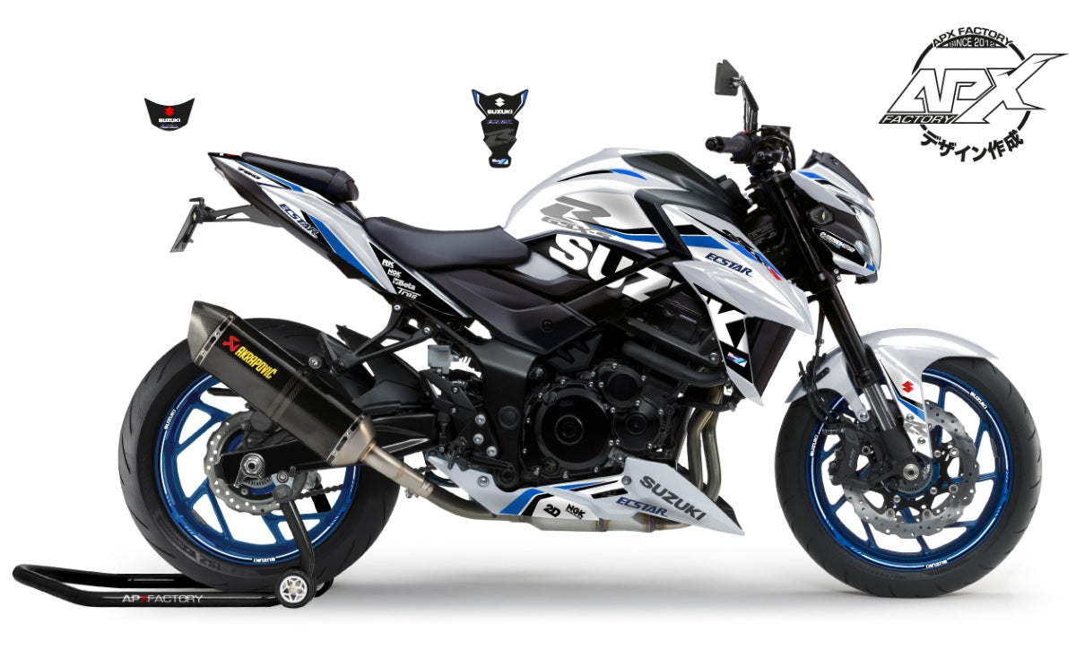 KIT DECO GSX-750 ECSTAR GP 2019 - BLANC/BLEU