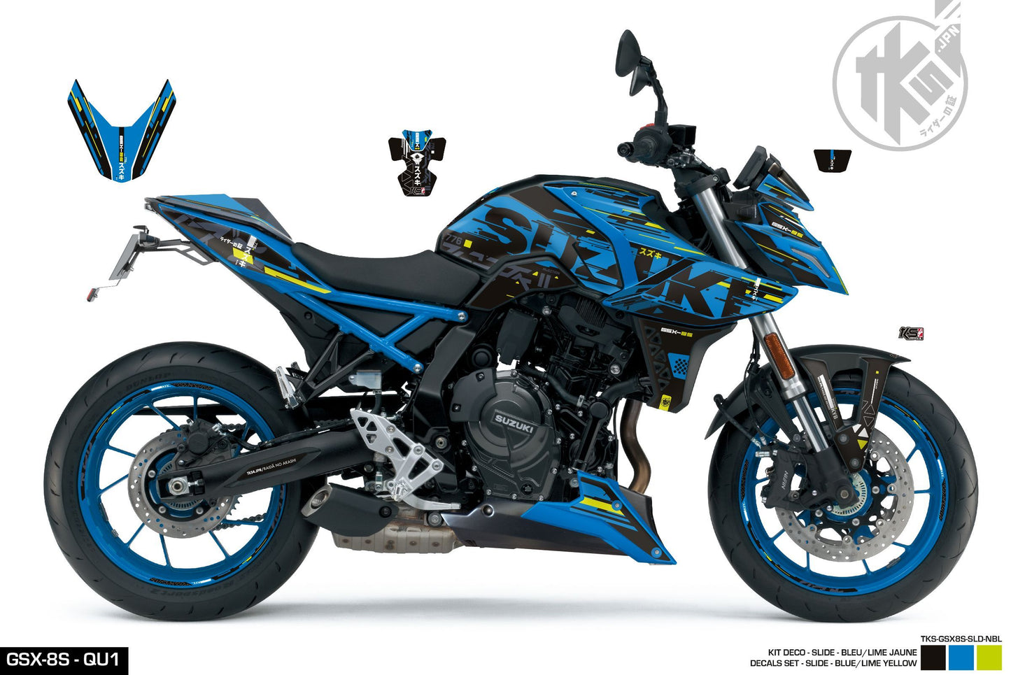 STICKERS SET GSX-8S -SLIDE- BLUE/LIME YELLOW