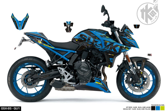 STICKERS SET GSX-8S -SLIDE- BLUE/LIME YELLOW