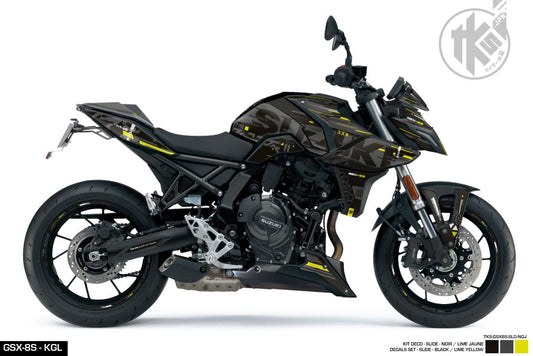 STICKERS SET GSX-8S -SLIDE- BLACK/LIME YELLOW