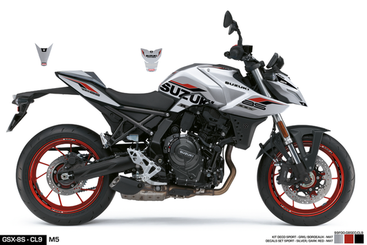 KIT DECO GSX-8S -SPORT- SILVER/DARK RED-MAT
