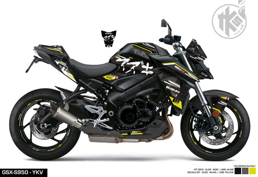 STICKERS SET GSX-S950/1000 -SLIDE- BLACK/LIME YELLOW