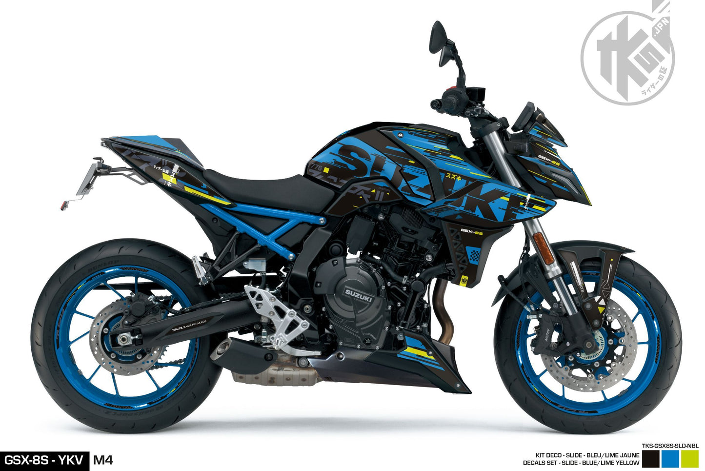 STICKERS SET GSX-8S -SLIDE- BLUE/LIME YELLOW