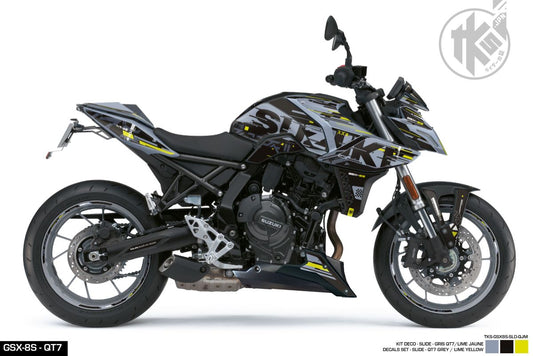 STICKERS SET GSX-8S -SLIDE- QT7 GREY/LIME YELLOW