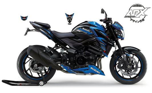 KIT DECO GSX-750 JAPAN - NOIR/BLEU-BRILLANT