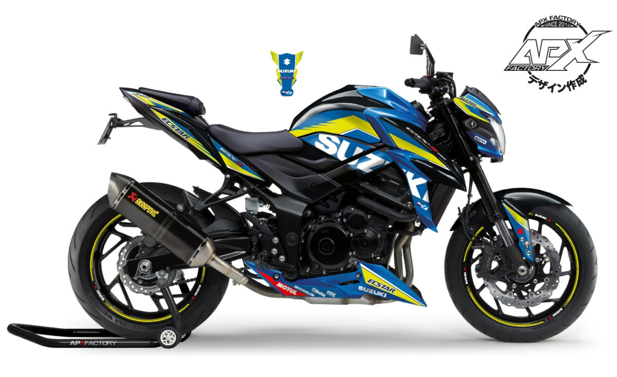 KIT DECO GSX-750 ECSTAR GP 2017 - BLEU/JAUNE-BRILLANT