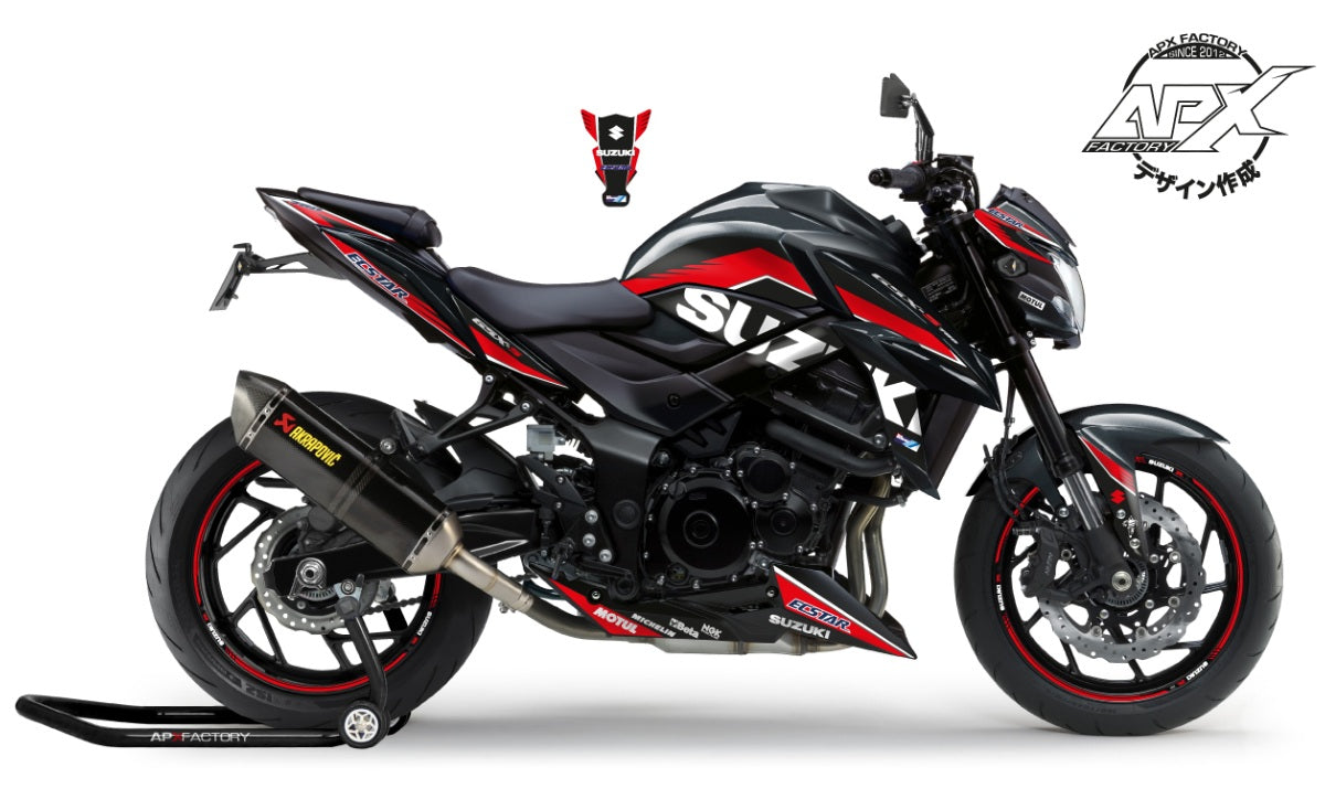 KIT DECO GSX-750 ECSTAR GP 2017 - NOIR/ROUGE-MAT